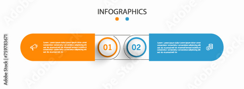 Business infographic template with icons and 2 options or steps 