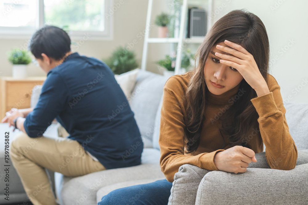 Breakup and depressed, asian young quarrel couple love fight relationship in trouble. Different people are emotion angry. Argue wife has expression upset with husband. Problem of family people. Breakup and depressed, asian young quarrel couple love fight relationship in trouble. Different people are emotion angry. Argue wife has expression upset with husband. Problem of family people.