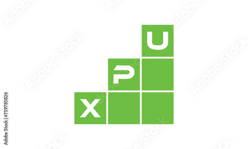 XPU initial letter financial logo design vector template. economics, growth, meter, range, profit, loan, graph, finance, benefits, economic, increase, arrow up, grade, grew up, topper, company, scale photo