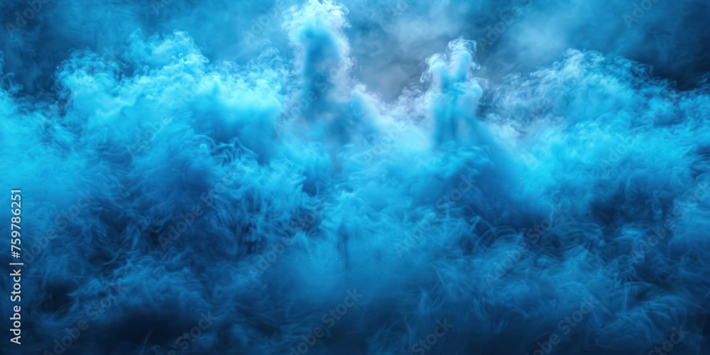 Surreal Mist, Blue smoke on dark background, Abstract Atmosphere