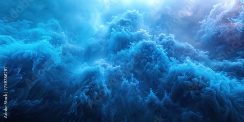 Surreal Mist, Blue smoke on dark background, Abstract Atmosphere
