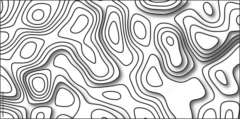 Fototapeta premium Abstract topographic contours map background. Topographic map and landscape terrain texture grid. Terrain map illustration, Topo contour map on white background, Topographic contour lines.