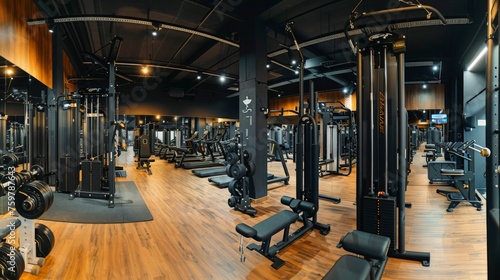 Equipped gym with modern equipment