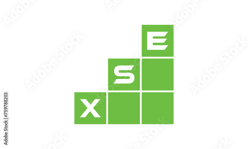 XSE initial letter financial logo design vector template. economics, growth, meter, range, profit, loan, graph, finance, benefits, economic, increase, arrow up, grade, grew up, topper, company, scale photo