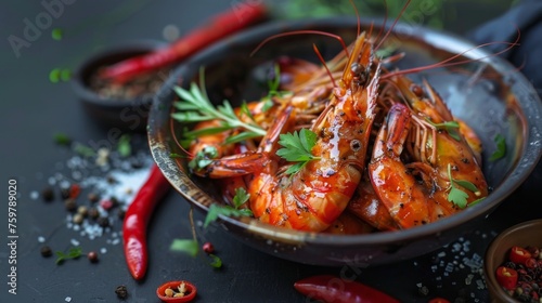 Juicy shrimp combined with aromatic herbs