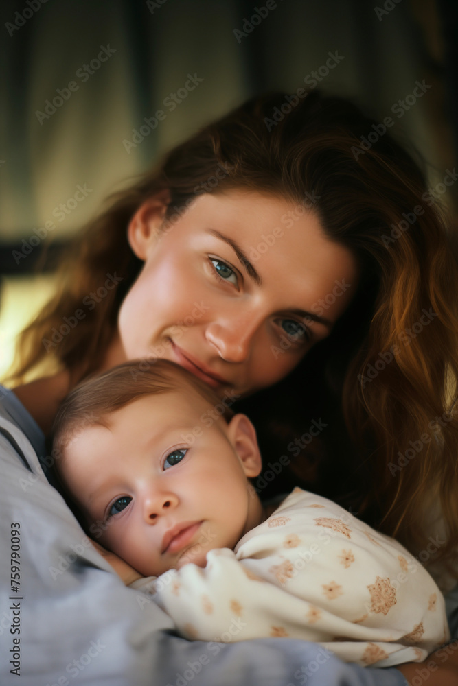 Mother's Day card. International Women's Day. Mother and baby. Mother's Day card. International Women's Day. Mother and baby.