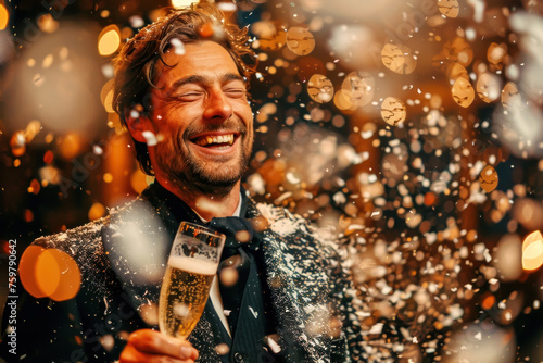Stylish Celebration, Man with champagne, Festive Moment