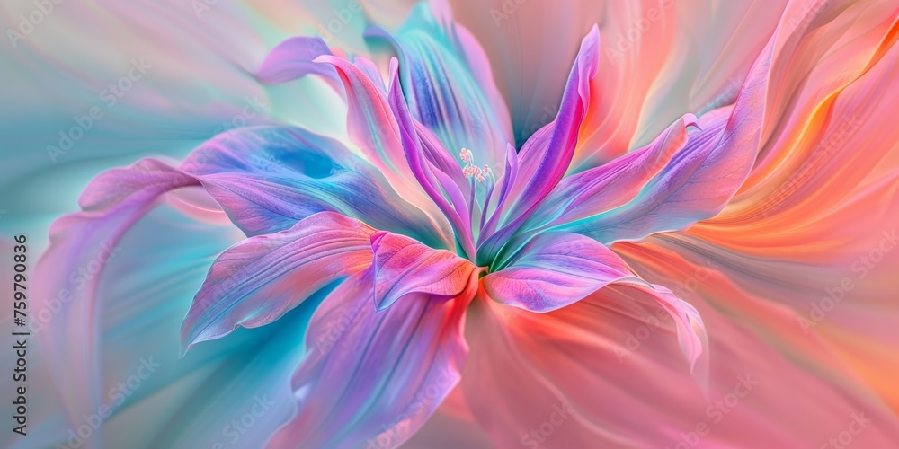 Artistic representation of colorful, blooming flowers in a fluid, abstract style Artistic representation of colorful, blooming flowers in a fluid, abstract style