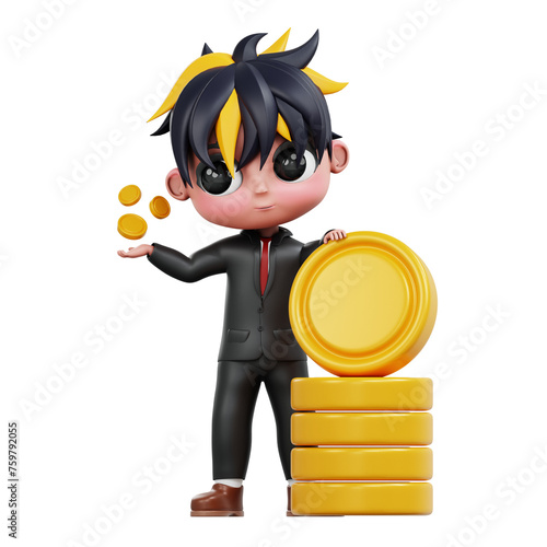 3d Cute Businessman Sucessfull photo