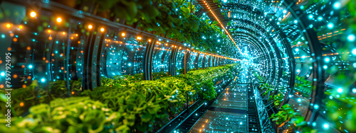 Modern Agriculture Goes Vertical: Inside a High-Tech Greenhouse, Hydroponic Farming of Lettuce Under LED Lights