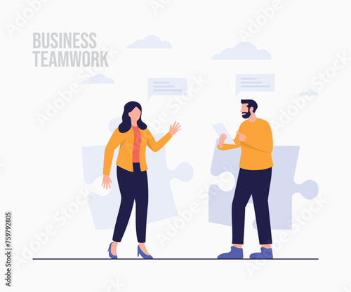 People discussion business website and landing page illustration
