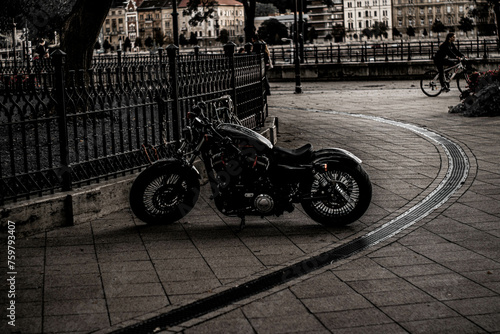 Canvas Print motorcycle on street