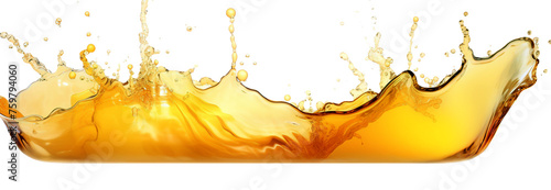 Wavy golden oil isolated on white background with clipping path, Oil or engine waves splash wave abstract background. generative ai