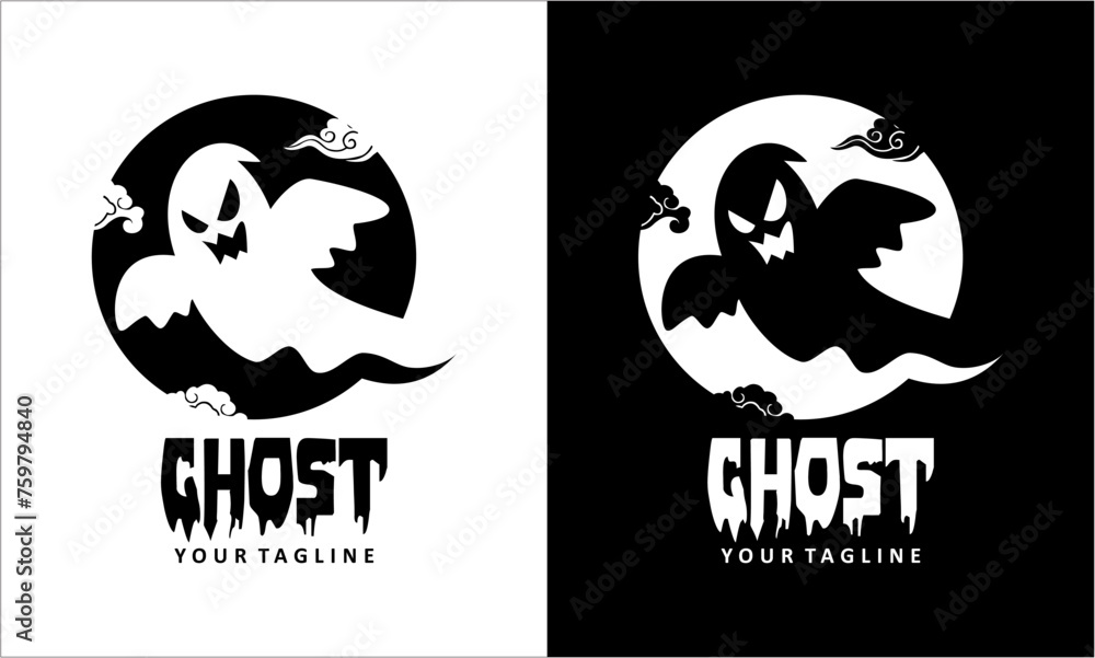 BLACK AND WHITE VECTOR GHOST LOGO