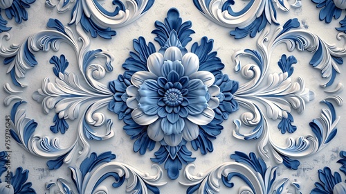 Decorative Blue-White Patterns in Retro Style © Ali
