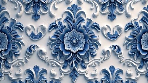 Decorative Blue-White Patterns in Retro Style © Ali