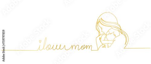 Mother day line art vector with transparent background 