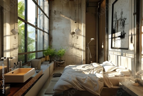 Modern Loft Bedroom with Stylish Interior and Luxurious Design
