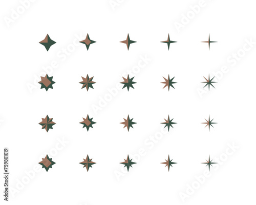 Geometric star for New Year's decor. Eight pointed stars with rhombus. Christmas decor design element.