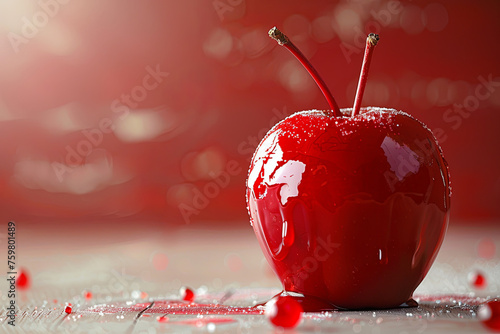 Sweet red toffee apple photo