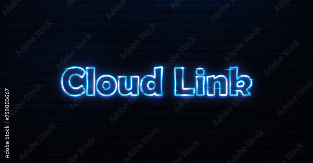 Obraz premium Cloud Link text neon sign