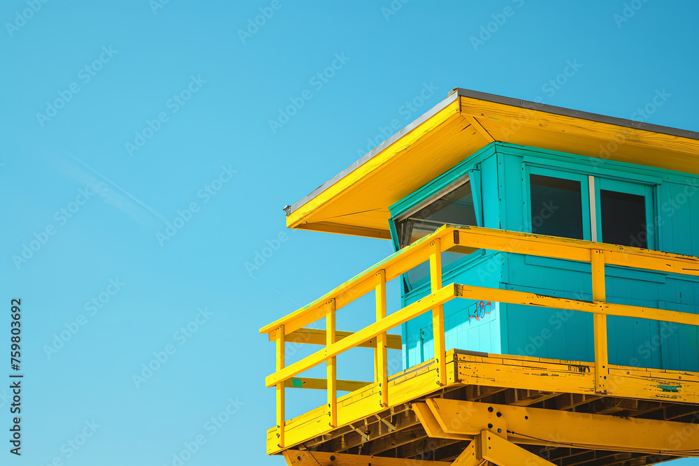  a lifeguard tower near Santa Monica in Los Angeles