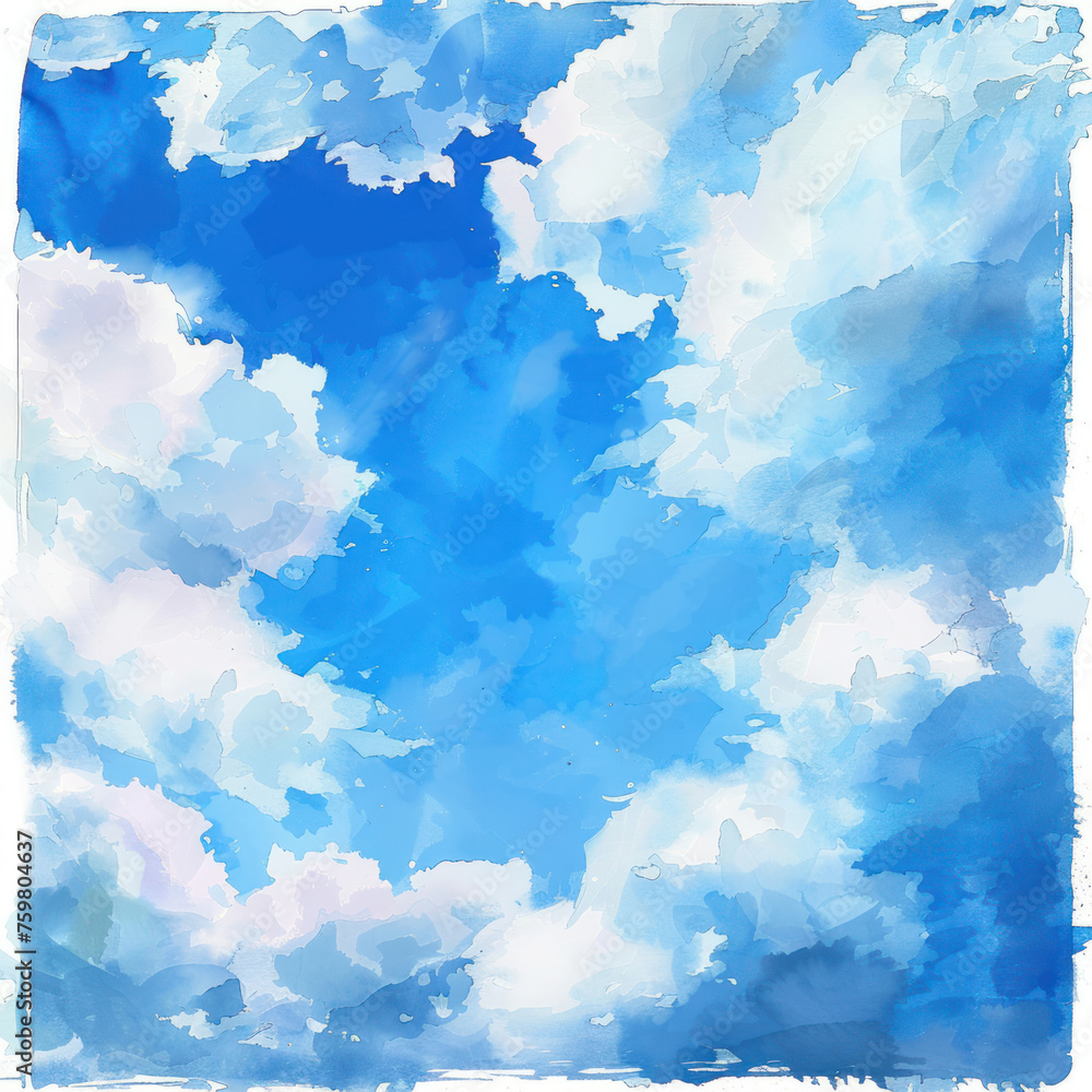 blue sky background, sky and clouds,  a sky draw in watercolor style