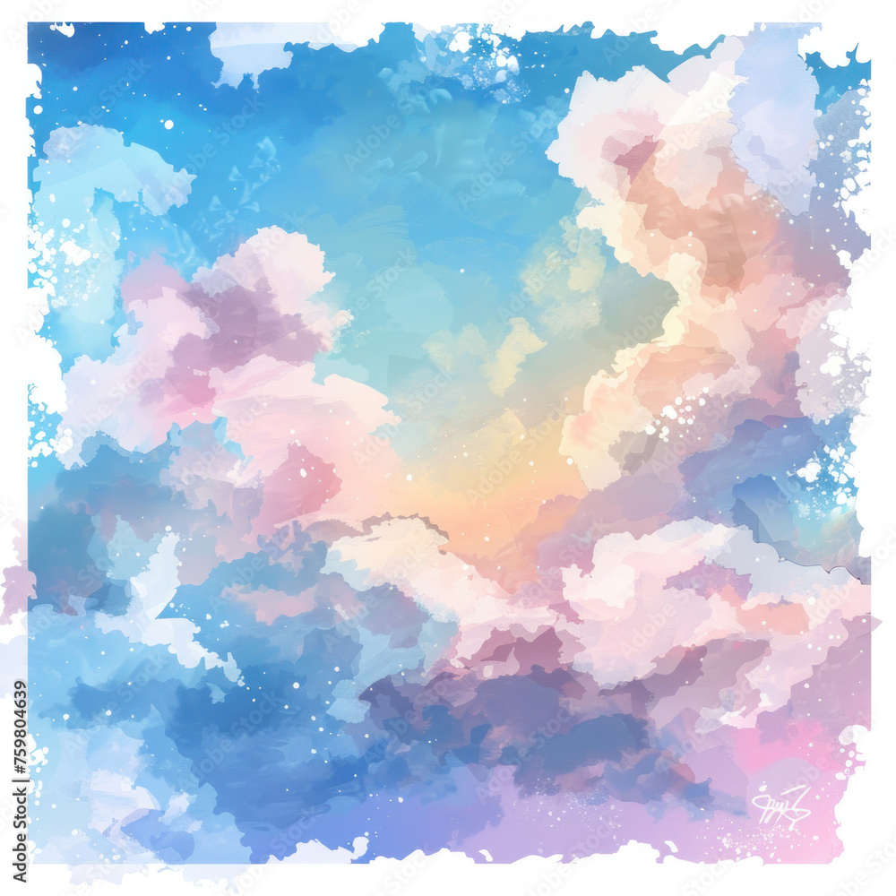 sky and clouds,  a sky draw in watercolor style