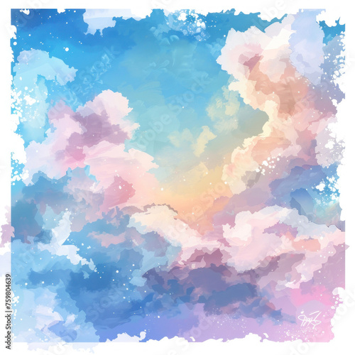 sky and clouds, a sky draw in watercolor style