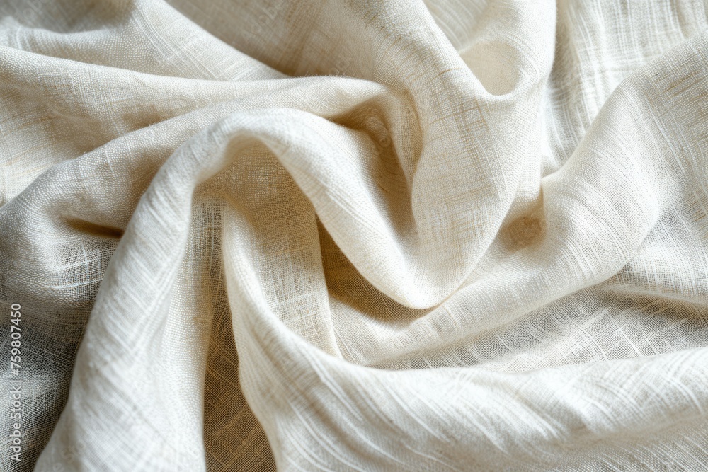 White Linen Canvas Texture Background. Closeup of Woven Fabric Material for Design Concept