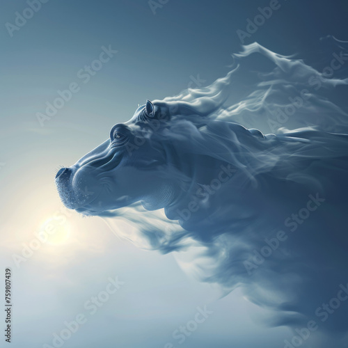 Whimsical Hippopotamus Cloud Formation in the Sky Gen AI