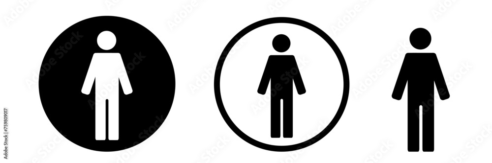 人物ピクトグラム　直立シルエット　丸囲みアイコン　全身セット