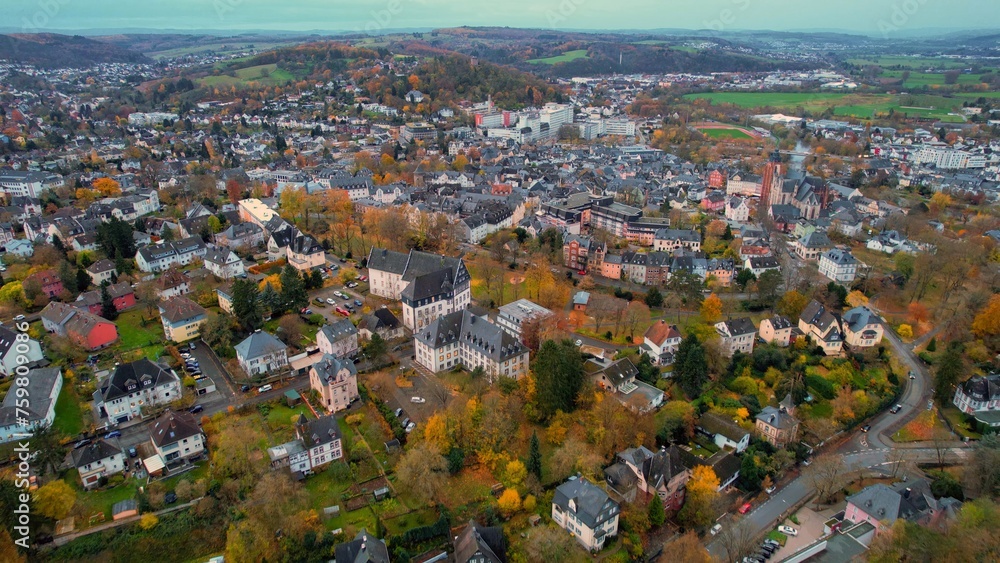 	
Aerial view around the old town of the city  Wetzlar in Germany on a cloudy day in autumn	
