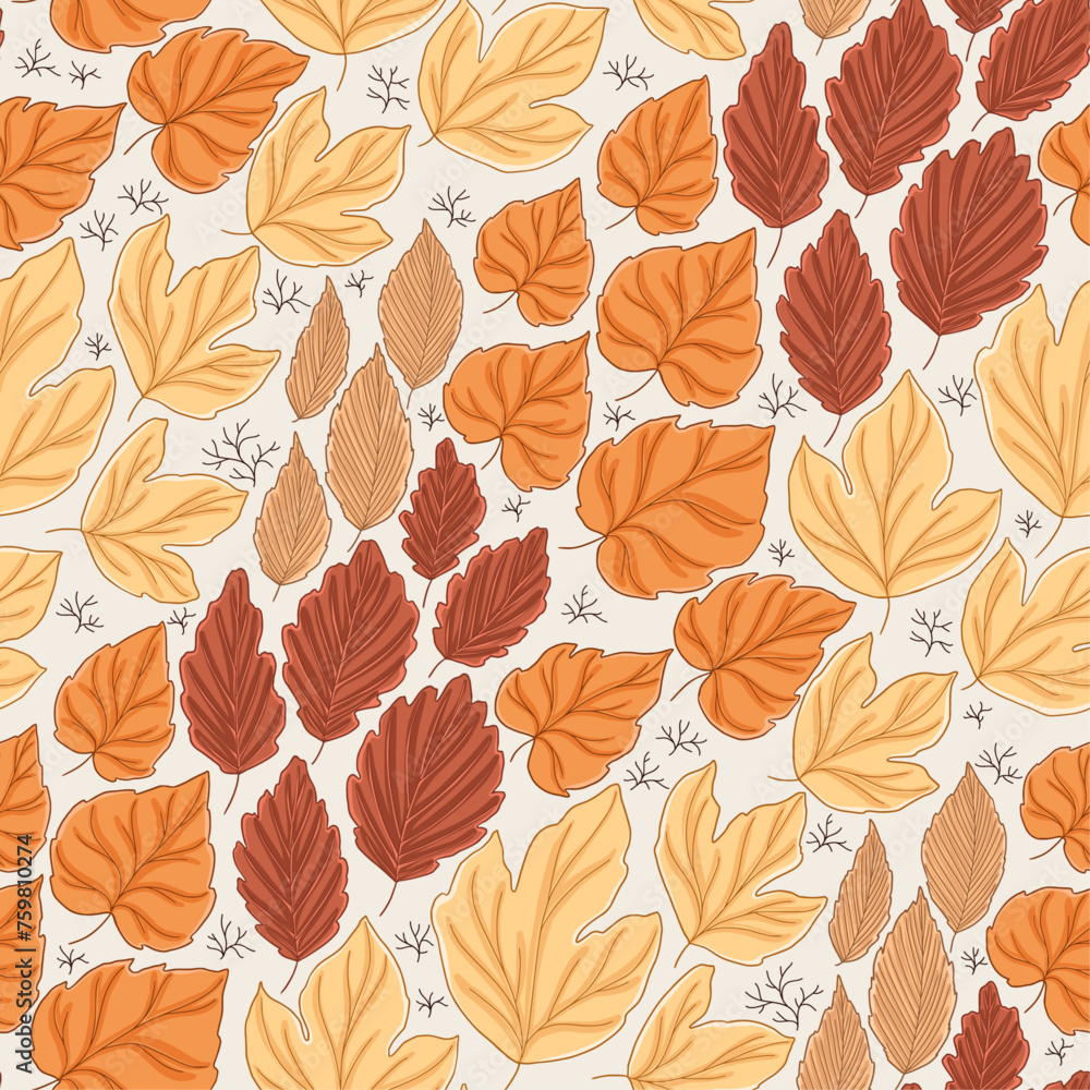 Orange and brown Autumn leaves pattern Orange and brown Autumn leaves pattern