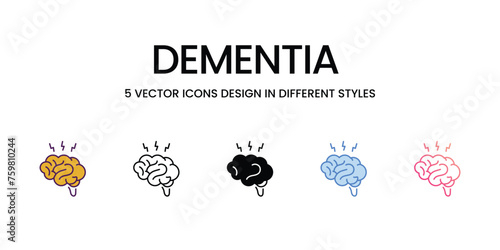 Dementia icons set vector illustration. vector stock,	