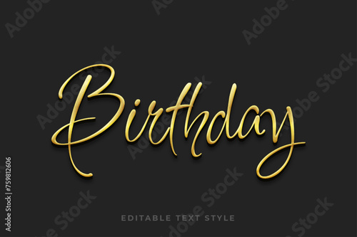 Birthday 3d text effect luxury editable template