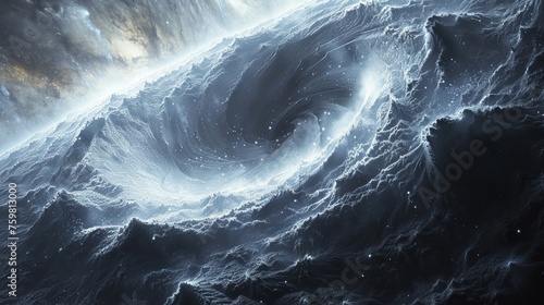 a mesmerizing interstellar whirlpool of cosmic dust and stars, evoking the grandeur of space