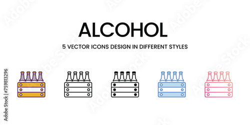 Alcohol icons set vector illustration. vector stock,