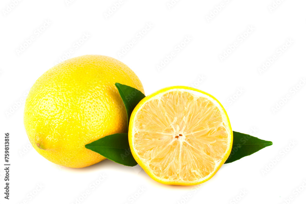Lemon and slice isolated on a white background