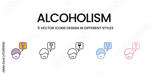 Alcoholism icons set vector illustration. vector stock,