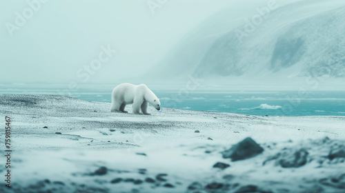 Polar bears searching for food in the Arctic region.