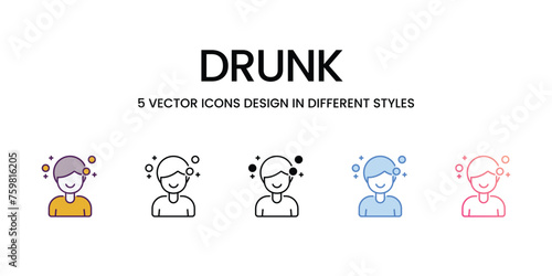 Drunk icons set vector illustration. vector stock,