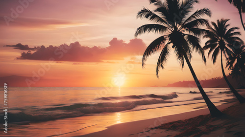 Luxury Honeymoon Shoreline. Solitude wallpaper with Peaceful Sunrise Beach. © Kovalova Ivanna
