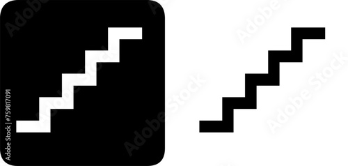 Indicazione di una scala su cartello in bianco e nero ed a colorazione inversa photo