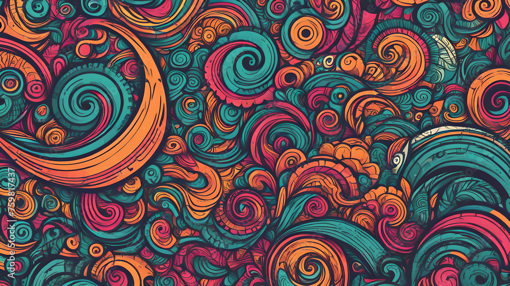 Creative and abstract doodle wallpaper design for banner or packaging