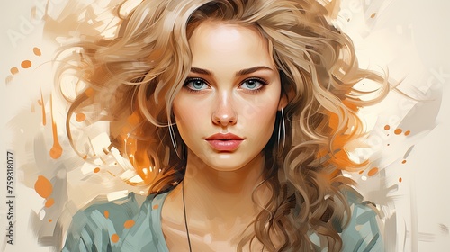 Blonde woman with abstract splash background © Volodymyr Skurtul