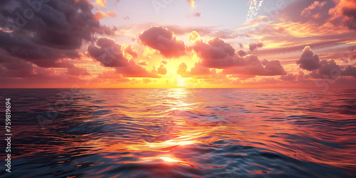 Beautiful sunset over a tropical beach, Beautiful sunset over the sea - Ai Generated photo
