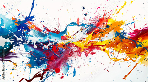 A painting of a colorful splash of paint with a white background