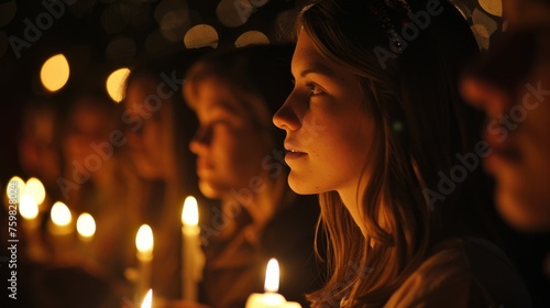 A somber group gathers in warm candlelight, reflecting on themes of remembrance and unity © ChaoticMind