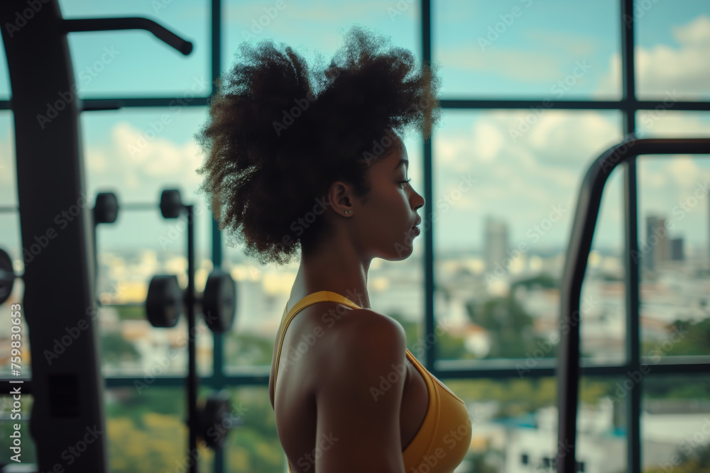 Portrait of a nice black girl in the gym